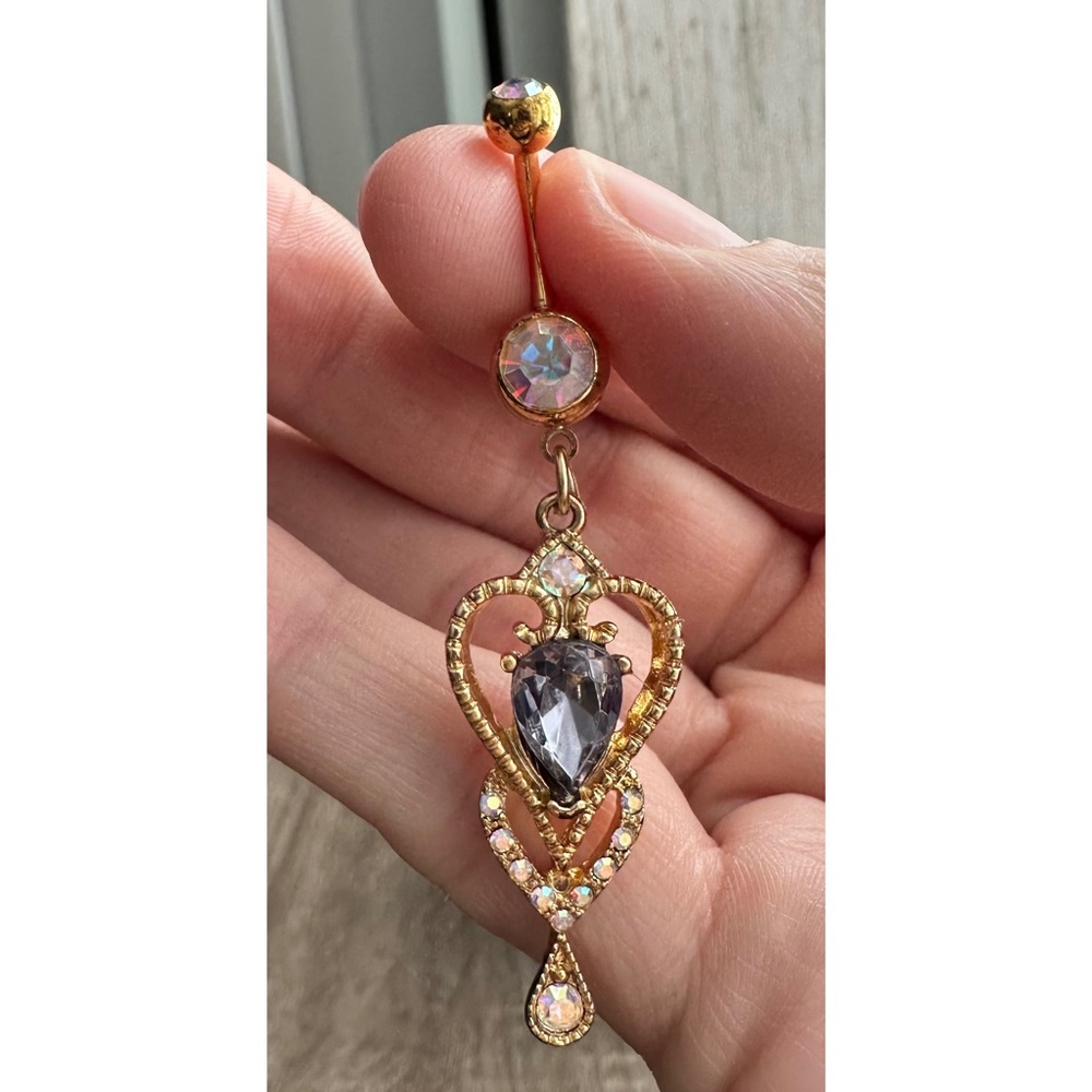 Brand New! Gold Plated Surgical Steel Multicolor Belly Button Ring